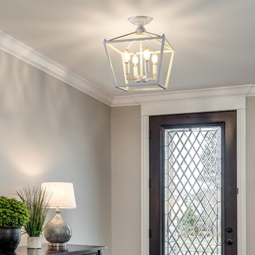 Plains Mini Lantern 12" Iron Modern Farmhouse LED Flush Mount